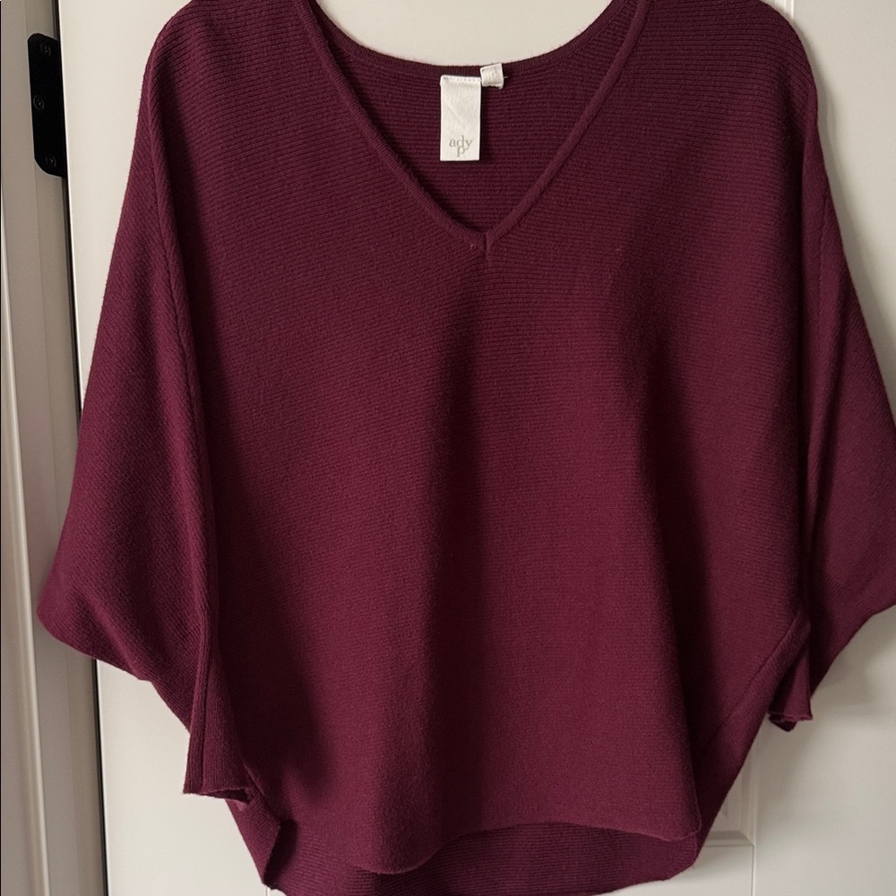 Cozy V-Neck Women's Sweater Top - Deep Plum